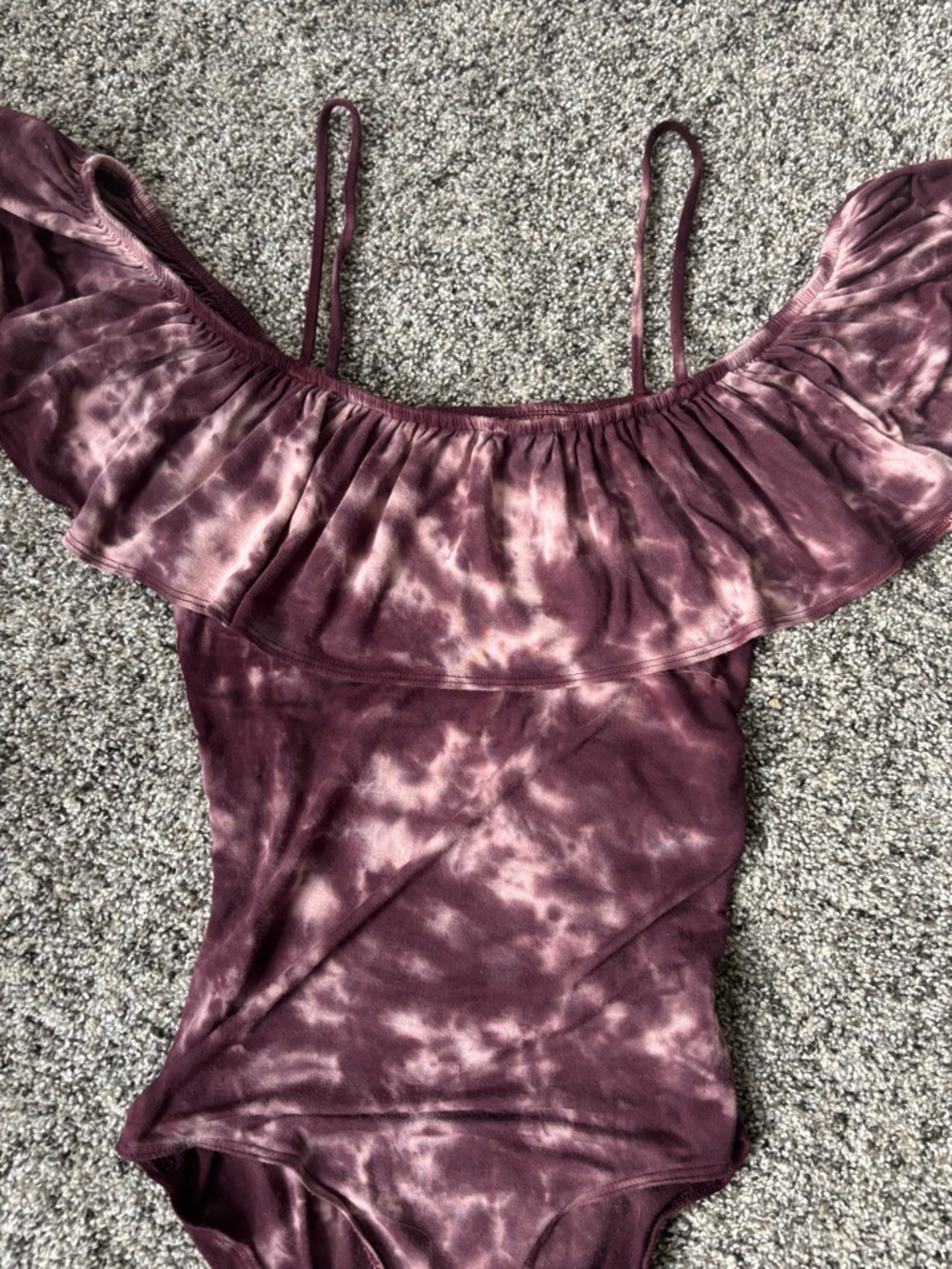 American Eagle
Girls Off-Shoulder Tie-Dye One-Piece Bodysuit in Plum - Picture 2 of 3